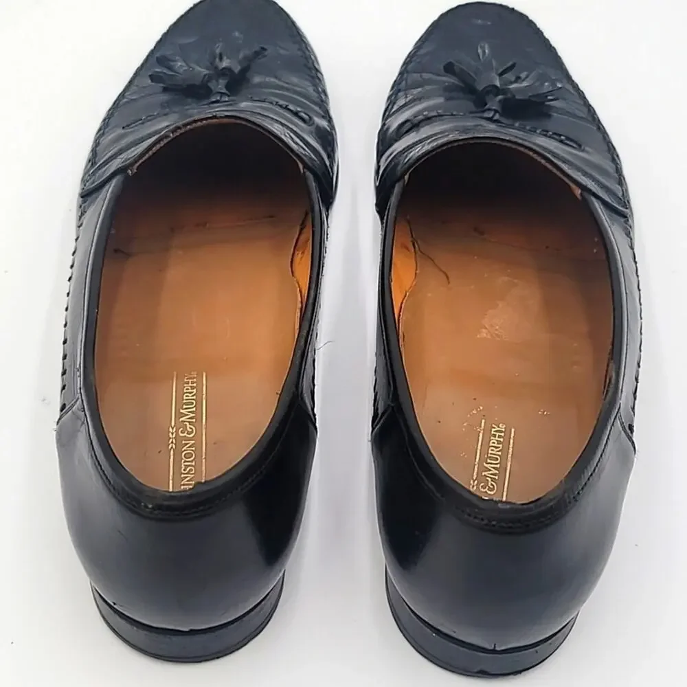 JOHNSTON & MURPHY sz11 Domani Genuine Alligator Kiltie Tassel Loafers SPAIN